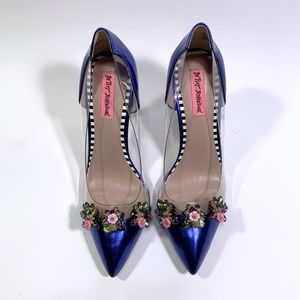 Betsy Johnson Clear Jane Heel Covered in Flowers